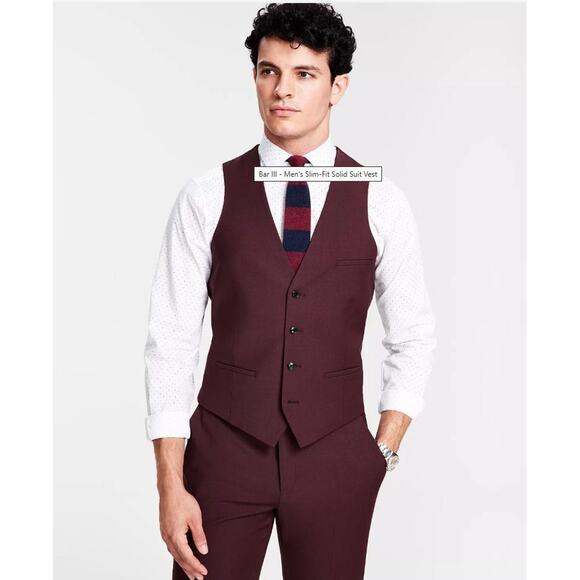 Bar Iii Men's Slim-Fit Solid Suit Vest,Burgundy 12791 - Picture 1 of 1